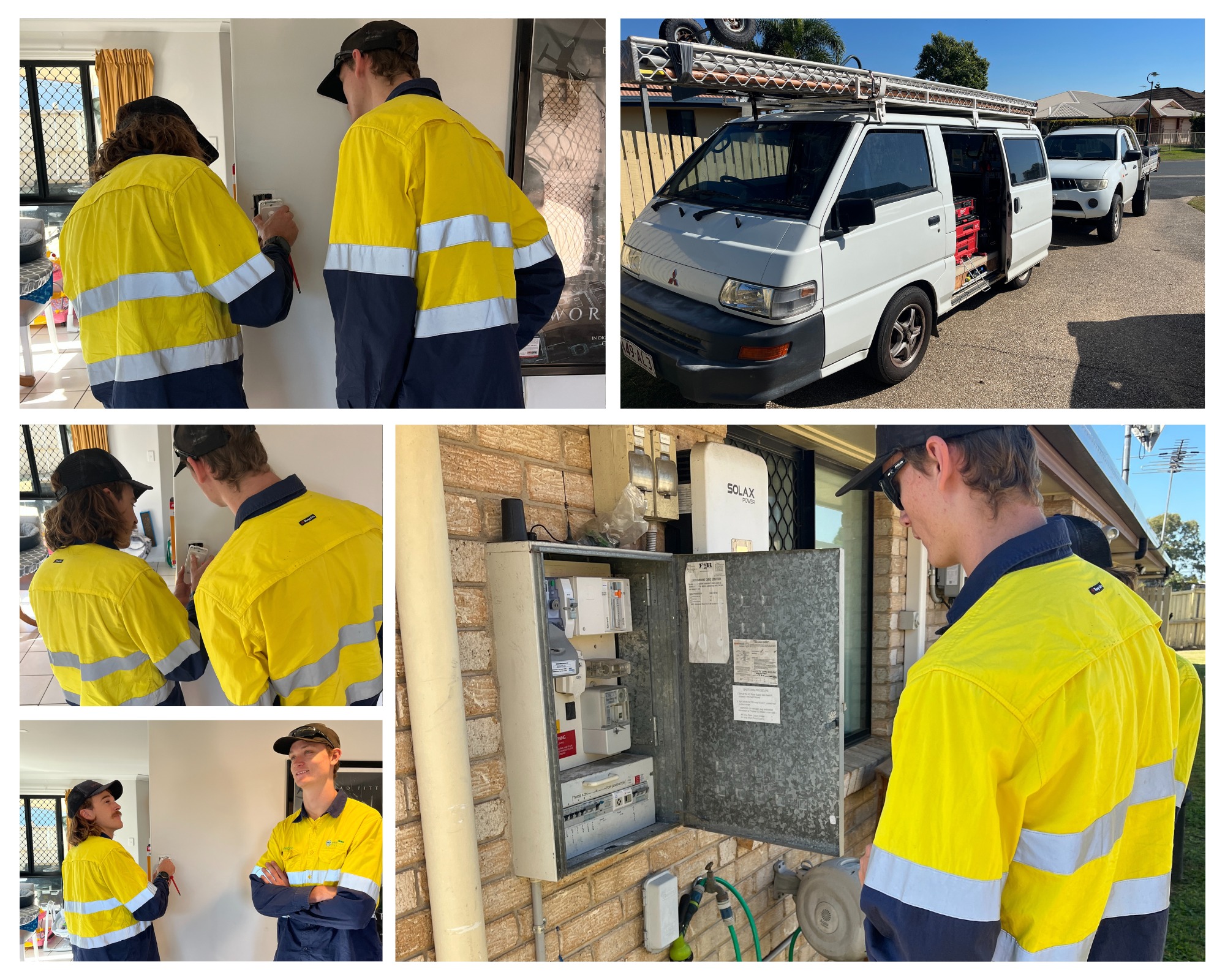 PowerControl Industries electricians performing residential electrical testing and safety inspection during a service call-out