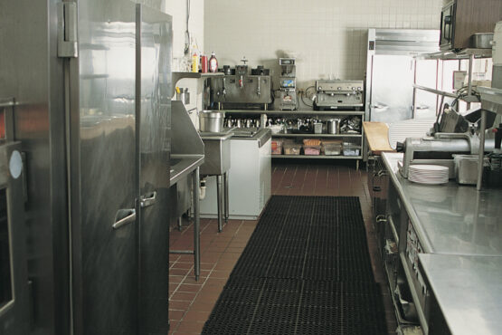 Commercial Kitchen with Fridge Doors